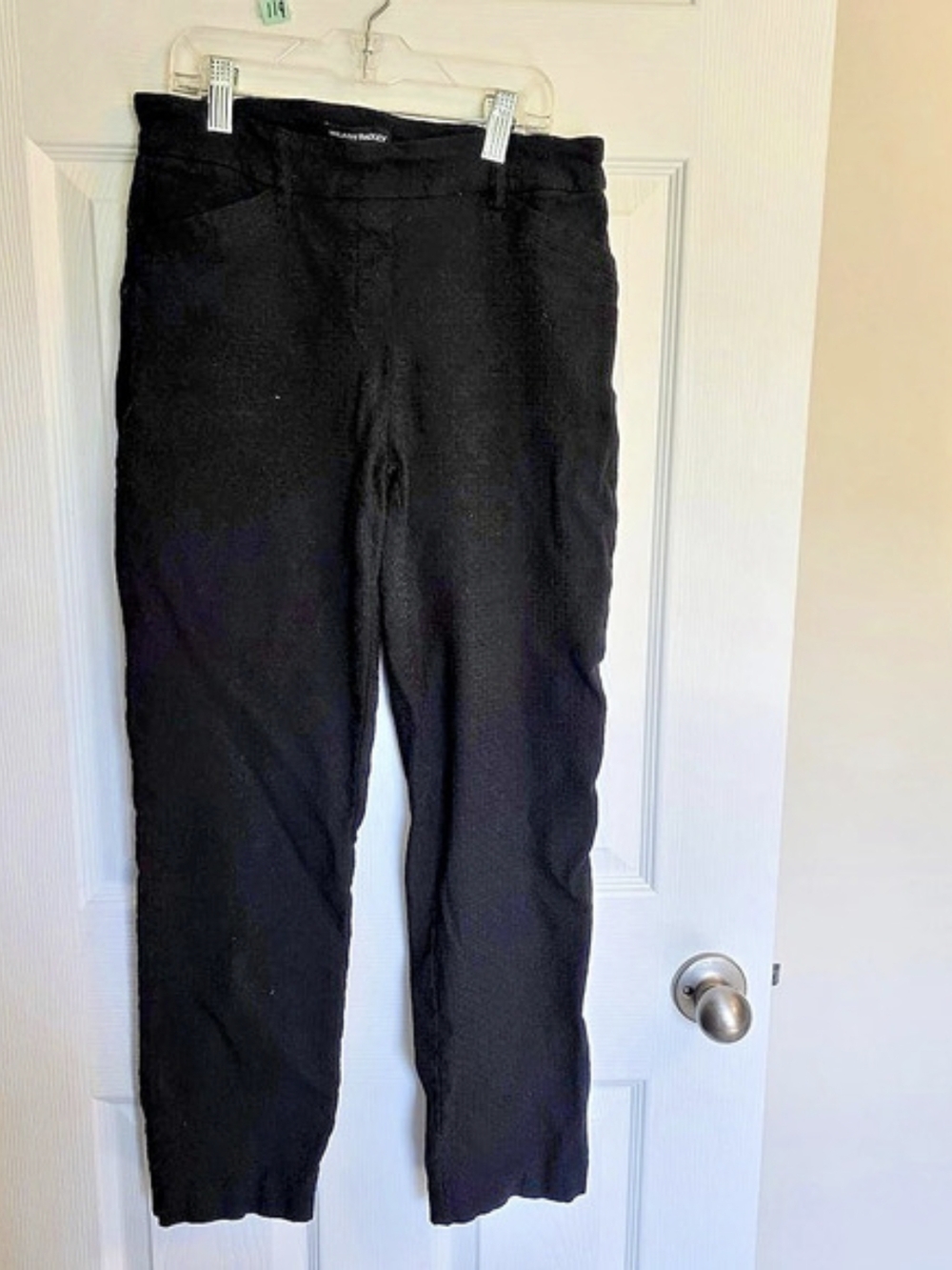 Hilary Radley Pull-On Tummy Control Slim Leg Pants Black Small